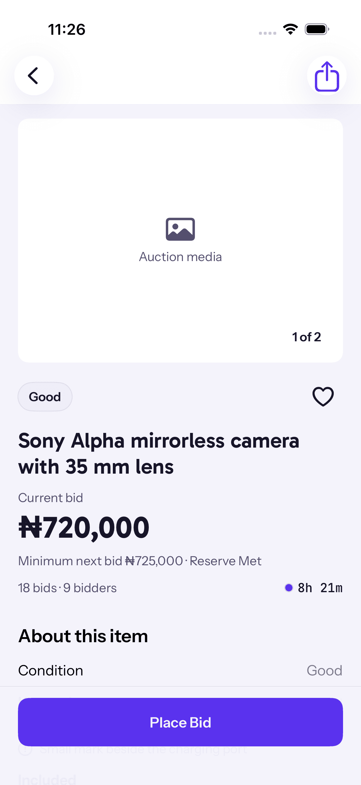 A live auction in the Gbanjo app